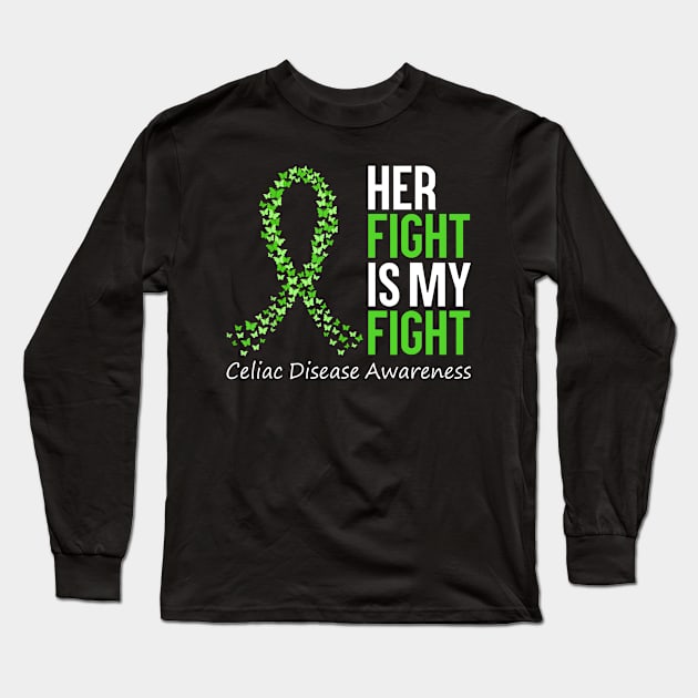 Celiac Disease Awareness Her Fight Is My Fight Green Ribbon Long Sleeve T-Shirt by JazlynShyann